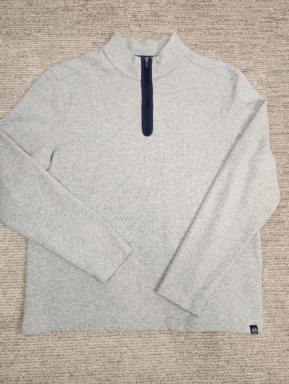 Southern Tide to Trail 1/4 Zip Pullover Men L Gray Textured Waffle Stretch Layer